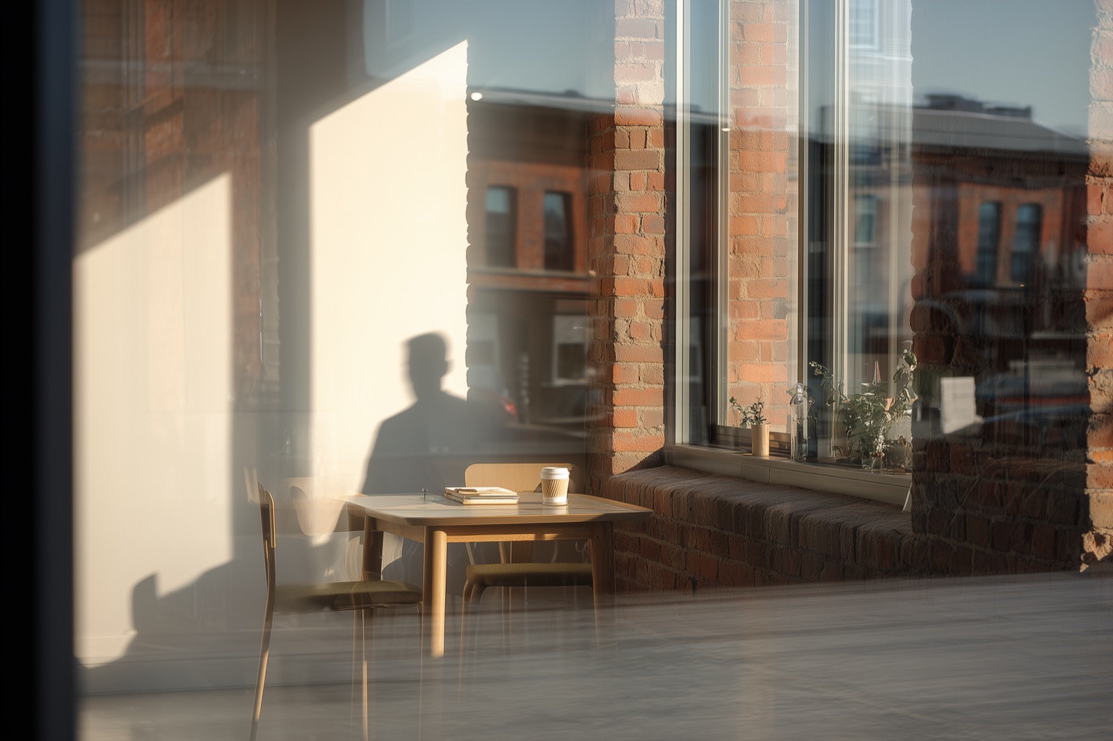 Warm daylight through a tall shopfront window at Loom House